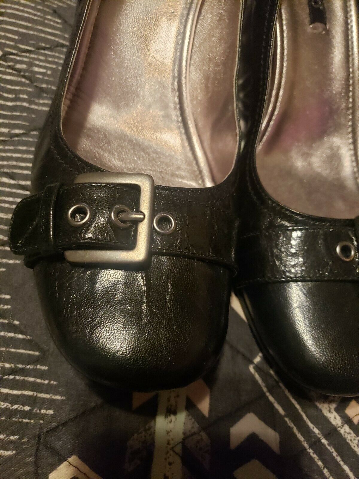 Ecco Black Dress Shoes With Heels Buckle Across Toe Size 41 US size 10.5