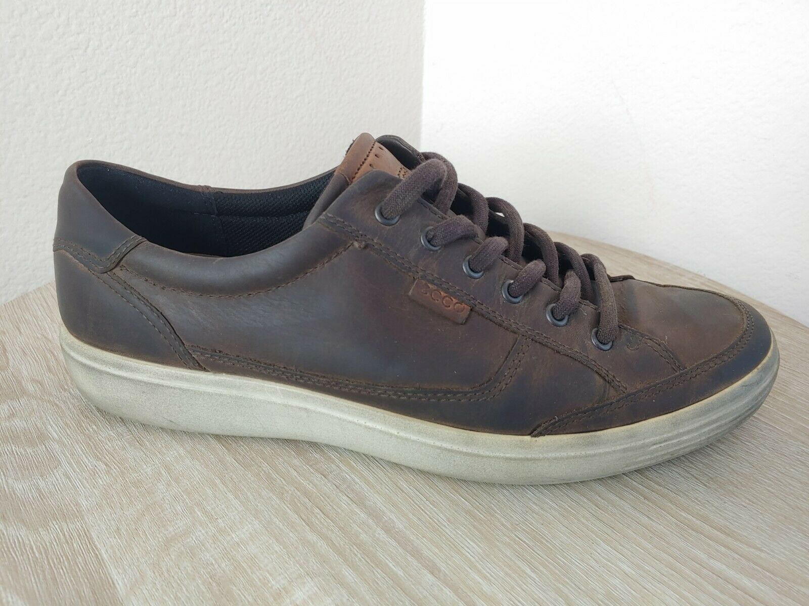 Ecco Casual Walking Shoes Danish Design Brown Soft Leather Mens Size EU 46 US 12