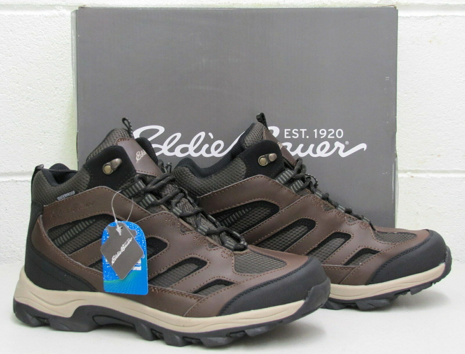 Eddie Bauer Men's Graham Hiking Boots Shoes Leather Waterproof Brown Size 10 New