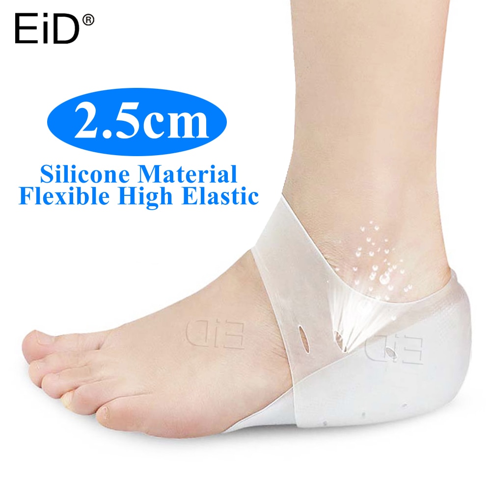 EiD Invisible Height Increase Socks Women Men Heel Pads Silicone Gel Lift Insoles Dress In Socks Cracked Foot Skin Care Tool