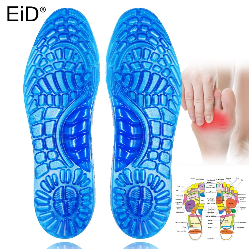 EiD Soft massage Gel Insoles Shock Absorption Cushion Running Walking Comfortable Massaging Gel Insoles for Shoes Sole Woman Men