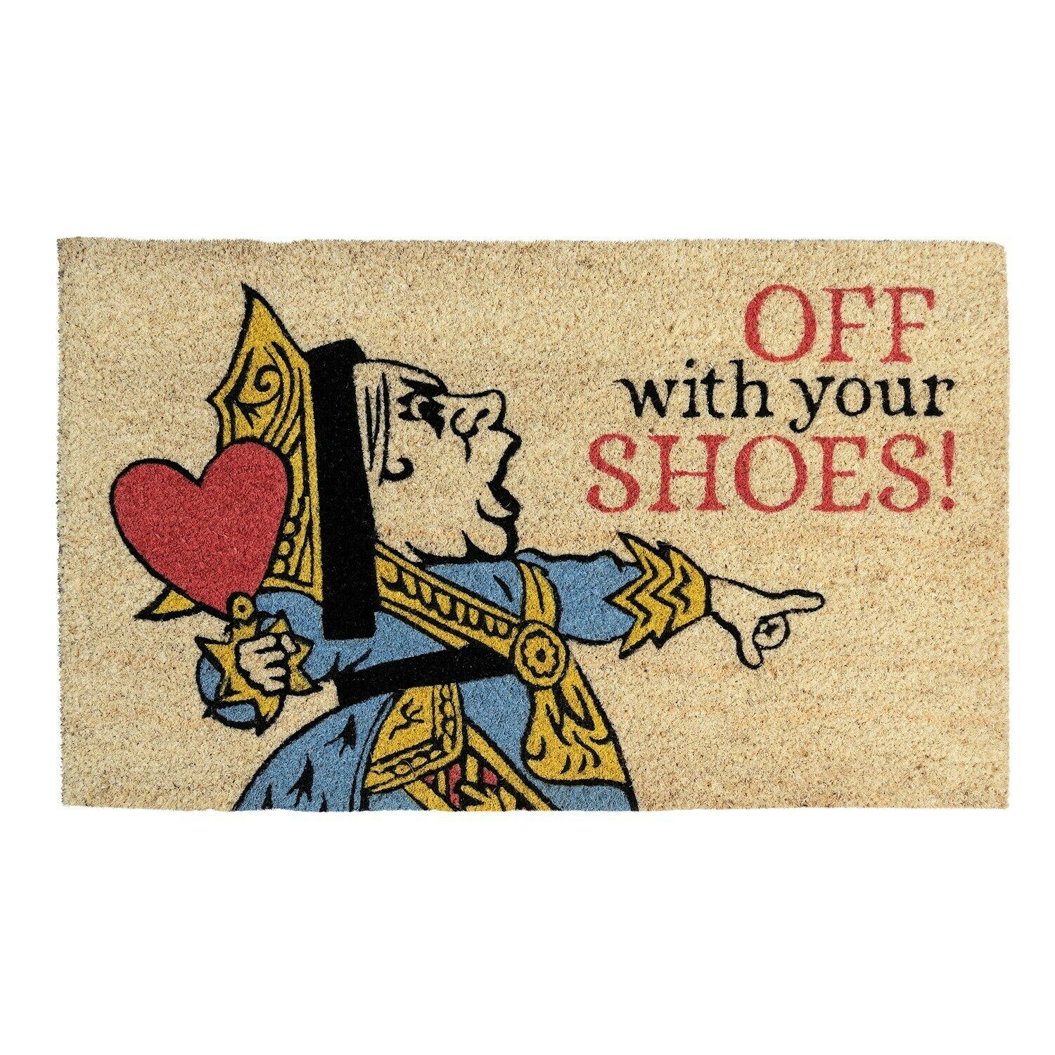 Entryways Queen of Hearts Welcome Mat Off with Your Shoes Coir Doormat 30" x 18"