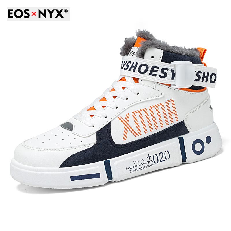 EOSNYX 2021 New Fashion Children's Shoes Warm Plush Casual Children's Sneaker Hot Comfortable Non-Slip High-Top Basketball Shoes