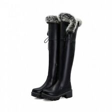 Europe Women's Over The Knee High Boots Winter Snow With Fur Casual Shoes 34-43