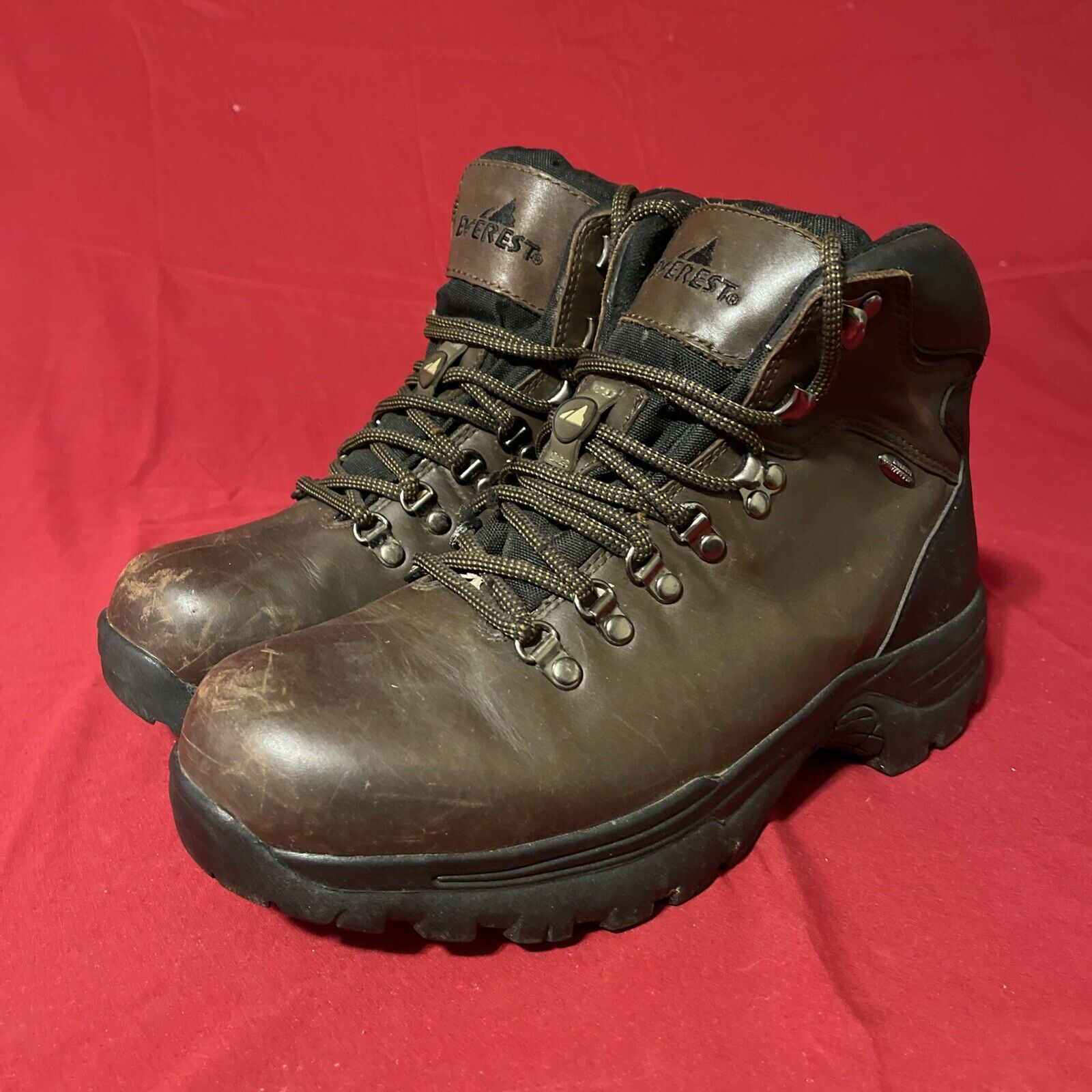 Everest Brown Leather Waterproof Work Hiking Lace Up Ankle Boots Men’s 10.5