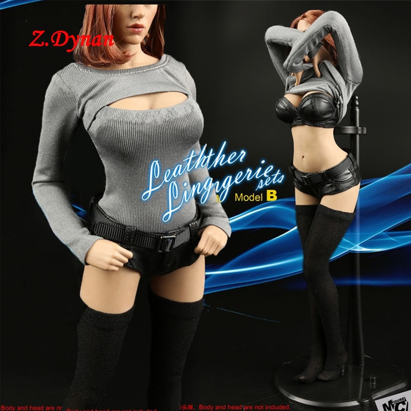 F-049 1/6 scale female sexy sweater dress Female Soldier Costume Women Leather Underwear for tbleague seamless body figure