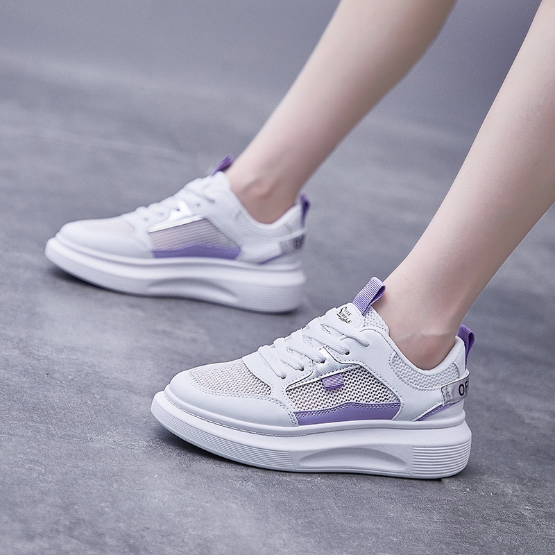 Fashion Bud Silk Lady White Shoes Leather Women's Casual Shoe Neakers Walking Exercise For College Korean Shoes For Women
