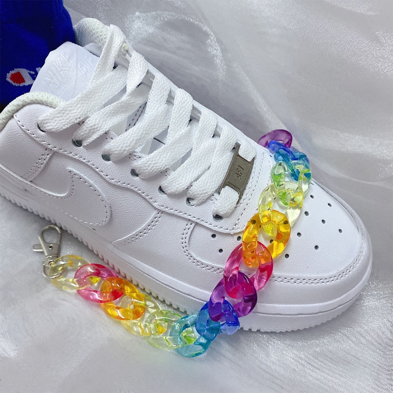 Fashion Quality Shoe Decorations Candy Color Rainbow Chain for Nike Air Force 1 All-match Trend DIY Shoes Accessories 2021 New