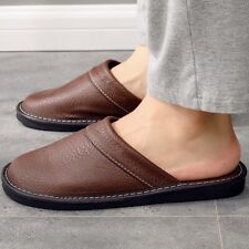 Fashion Sneakers Slipper Men Leather Shoes Unisex House Round Toe Flat Footwear