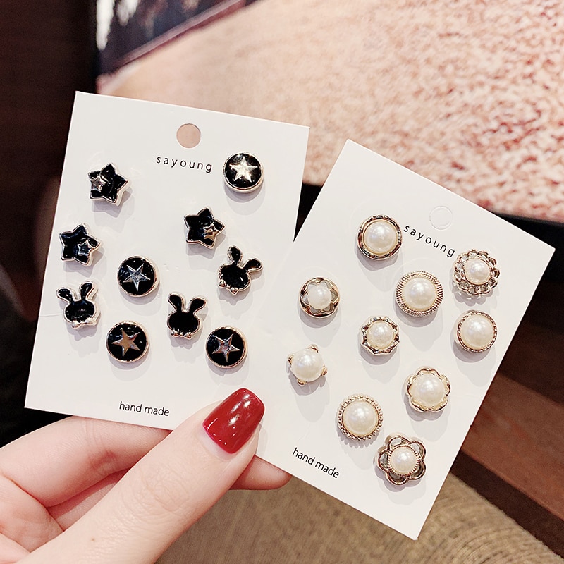 Fashion Women Small Bejeweled Rhinestones Lapel Pins Collar Pins Enamel Alloy Brooch Jewelry Accessories Set Wholesale