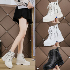 Fashion Womens Ankle Boots Platform Wedge Heel Casual Punk Biker Outdoor Shoes