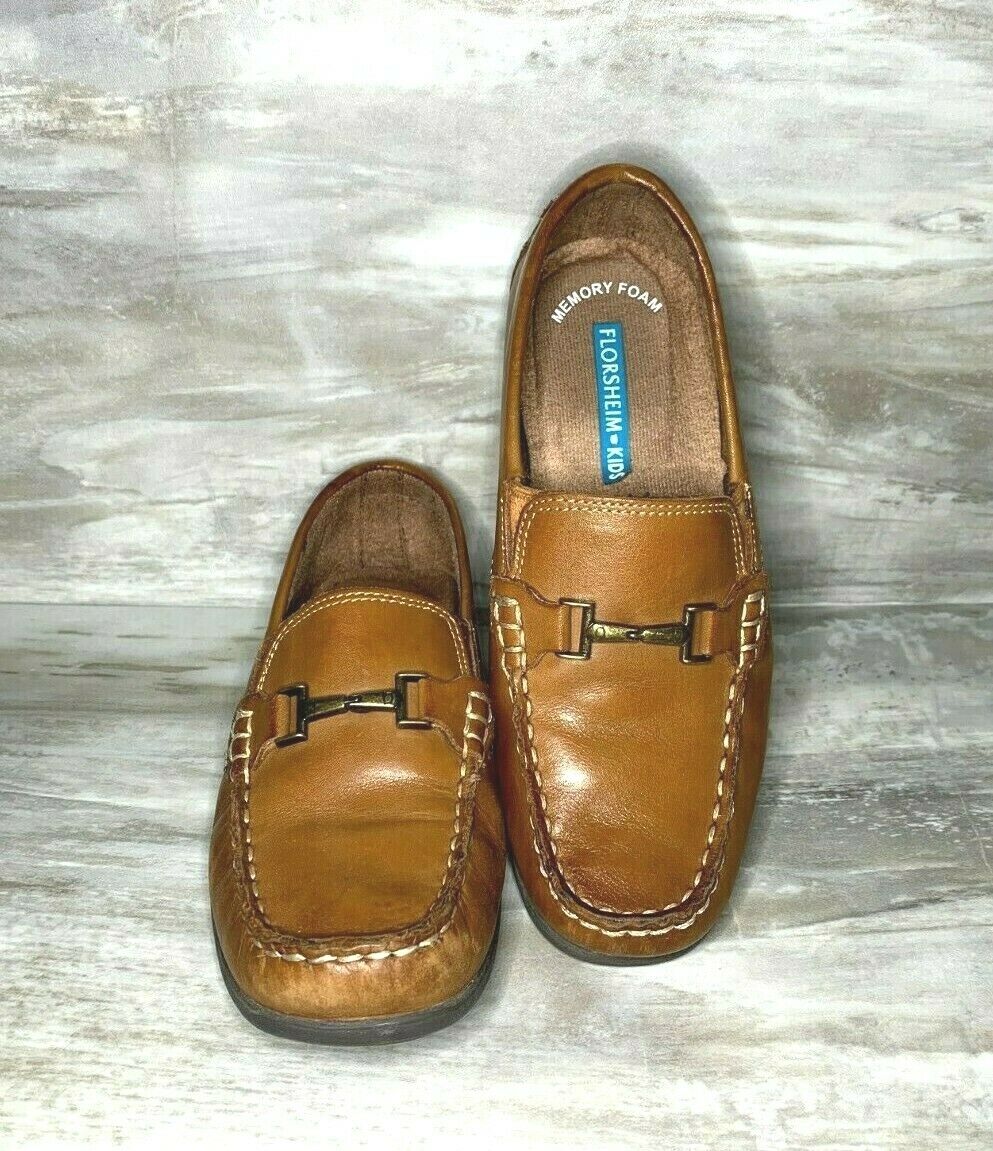 Florsheim Jasper Bit Jr. Boys Size 4 Loafers Saddle Tan Light Brown Dress Shoes