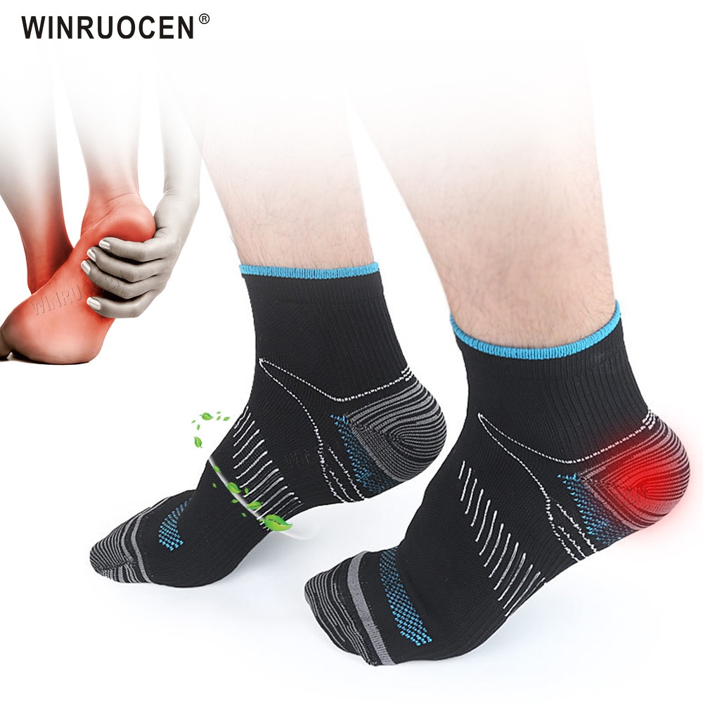 Foot Compression Socks For Men Women Plantar Fasciitis Heel Spurs Pain Casual Cotton Sock Venous New Sock Heel Pad EU 35-44