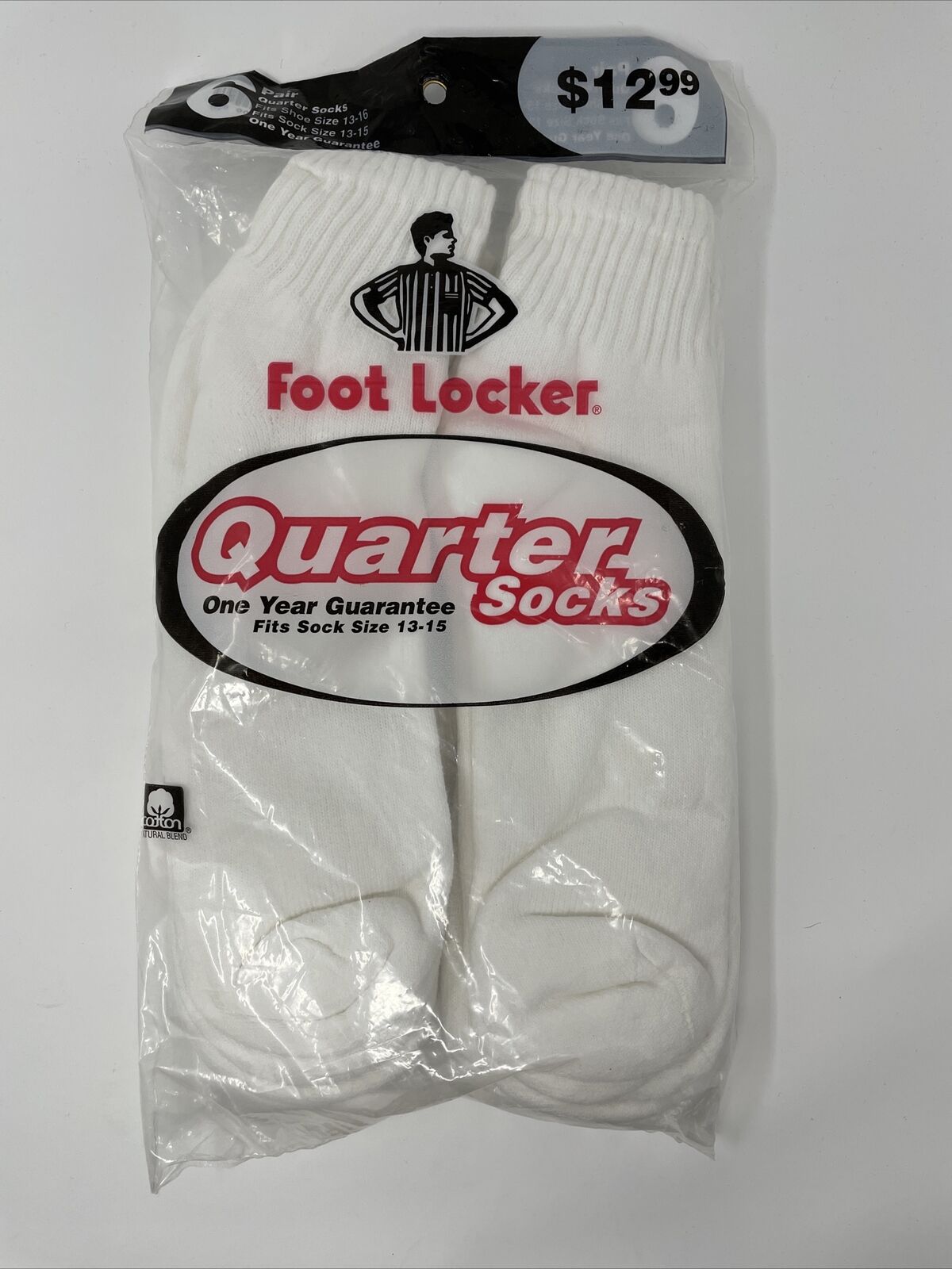 Foot Locker Quarter Socks Mens Shoe SIze 13-16 White Socks New Sock Size 13-15