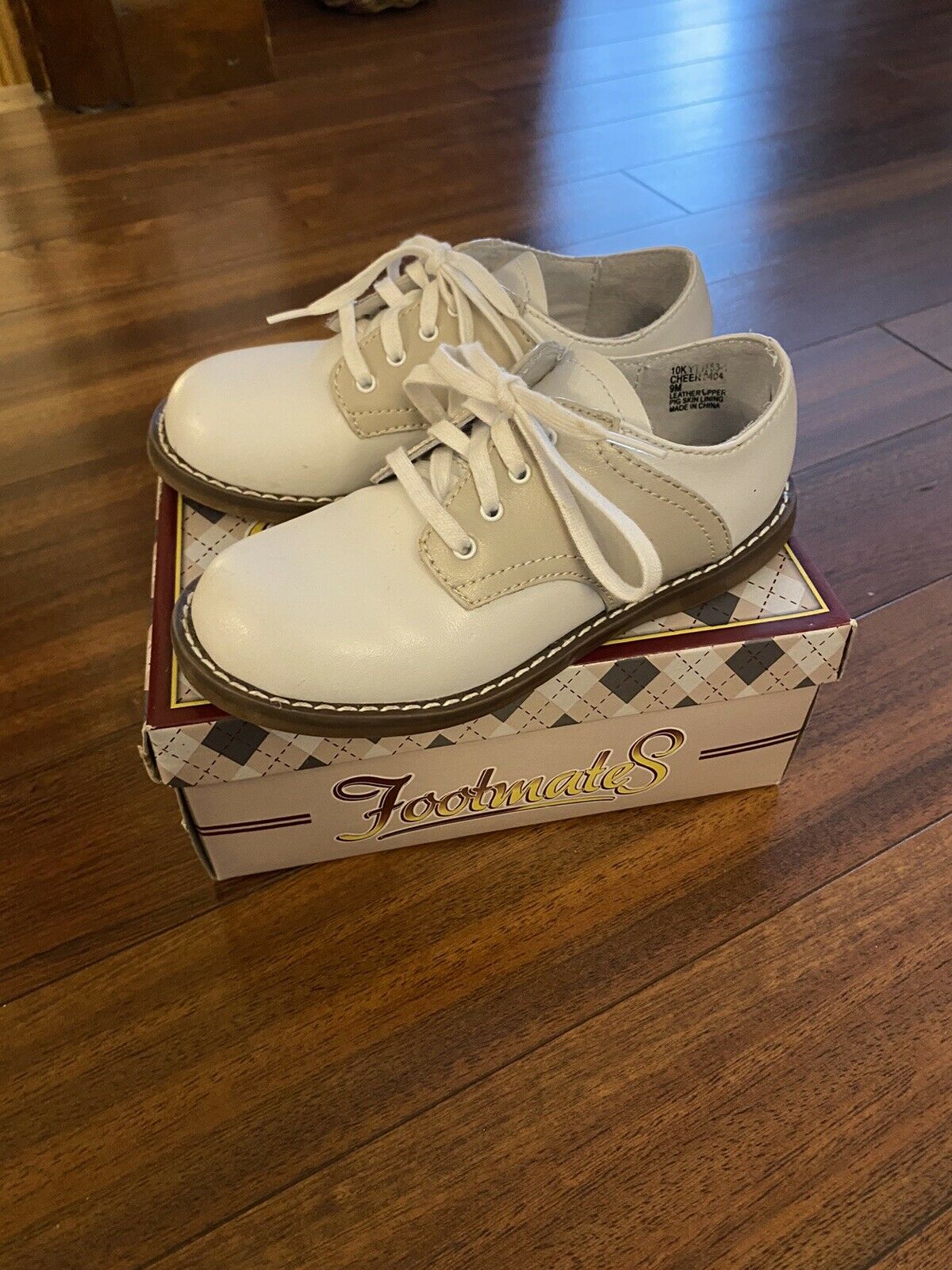 Footmates Saddle Shoes, White And Tan, Size 9