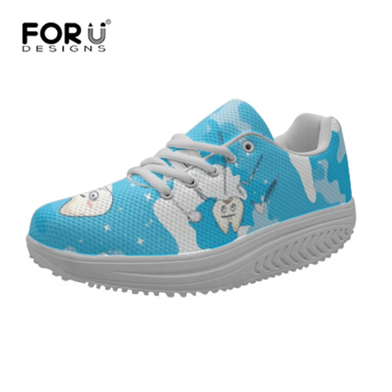 FORUDESIGNS Cute Cartoon Tooth Women's Nursing Shoes Female Casual Sneakers Women Flats Comfort Outdoor Footwear for Lady
