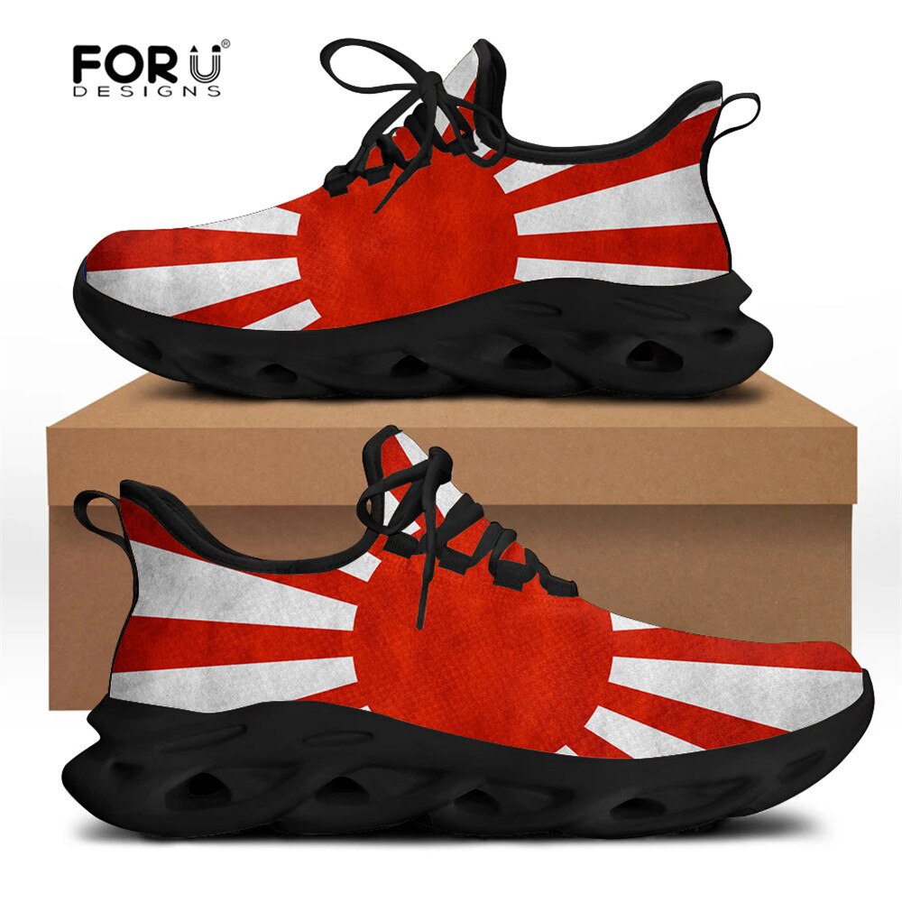 FORUDESIGNS Men's Shoes Casual Flats Shoes the Flag of Japan Pattern Fashion Summer Comfortable Lace Up Men Walking Shoes Hombre