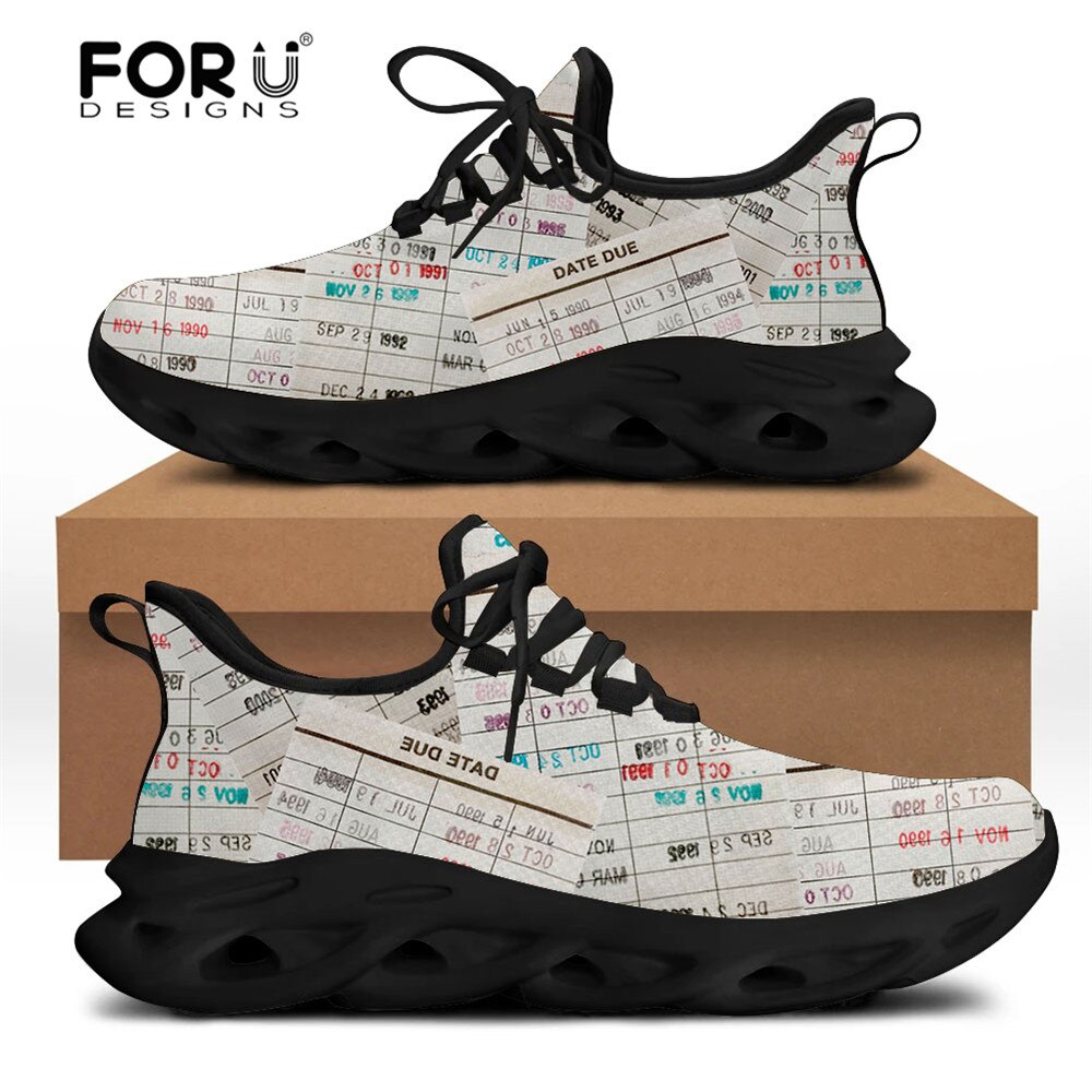 FORUDESIGNS Women Shoes Book Due Date Low Top Flat Shoes Lace Up Sneakers Girls Spring/Summer Fashion Casual Walking Footwear