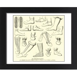 Framed Photo. Ancient Shoes and Sandals (engraving)
