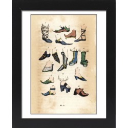 Framed Photo. European shoes, slippers and boots