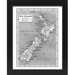 Framed Photo. Maps/New Zealand