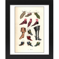 Framed Photo. Medieval shoes and boots in England