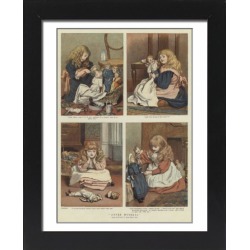 Framed Photo. Young girls playing with toy dolls (colour litho)