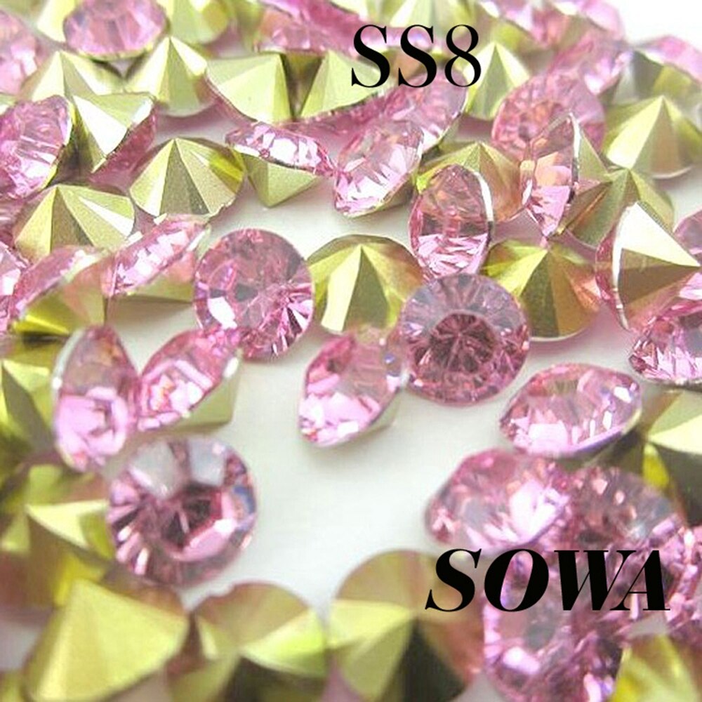 Free shipping Fashion New 10G=1440pcs SS8 Light pink Resin rhinestones Pointback for Nail Art /Bags/Garment/Shoes Deco