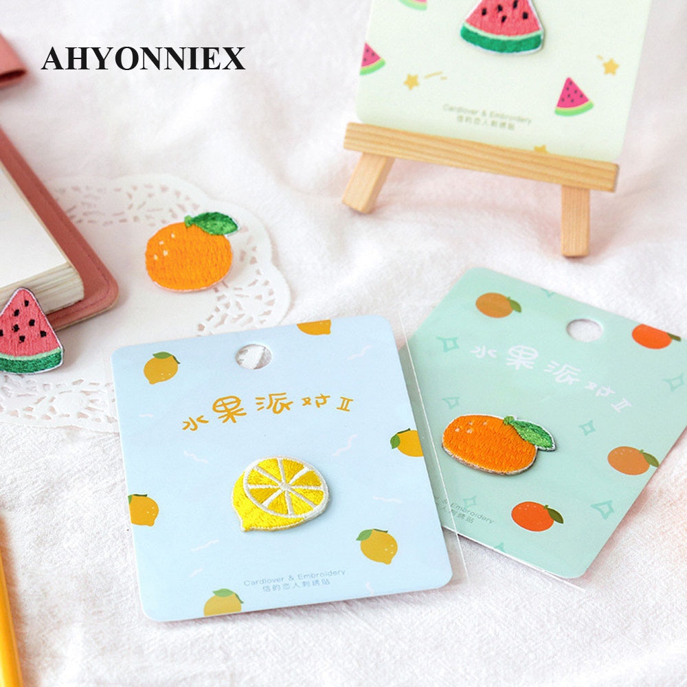 Fruit Party Mini Orange Watermelon Embroidery Repair Patches Bag Jacket Jeans Cartoon Iron On Patches for Clothes Dress Shoes