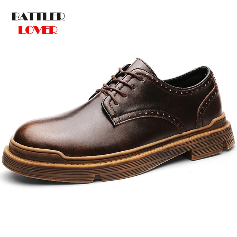 Genuine Cow Leather Dress Shoes For Men 2021 New Spring High Quality Oxfords Male Anti-Slip Waterproof Driving Wedding Footwear