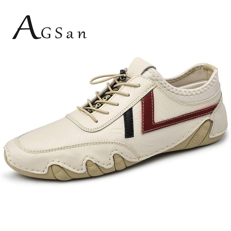 Genuine Leather Men Casual Shoes Designer Mens Driving Shoes High Quality Male Flats Fashion Leisure Zapatos Hombre Beige Black