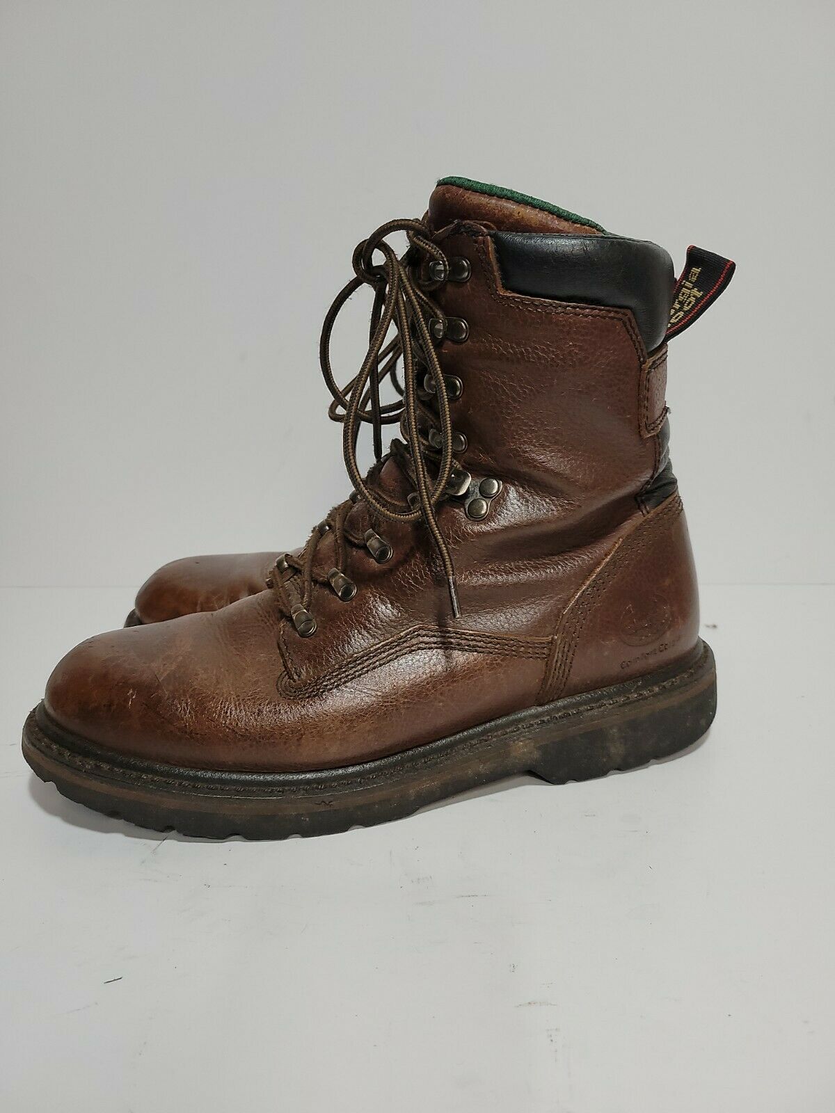 GEORGIA BOOTS COMFORT CORE BROWN LEATHER HIKING WORK MENS 9M BOOTS