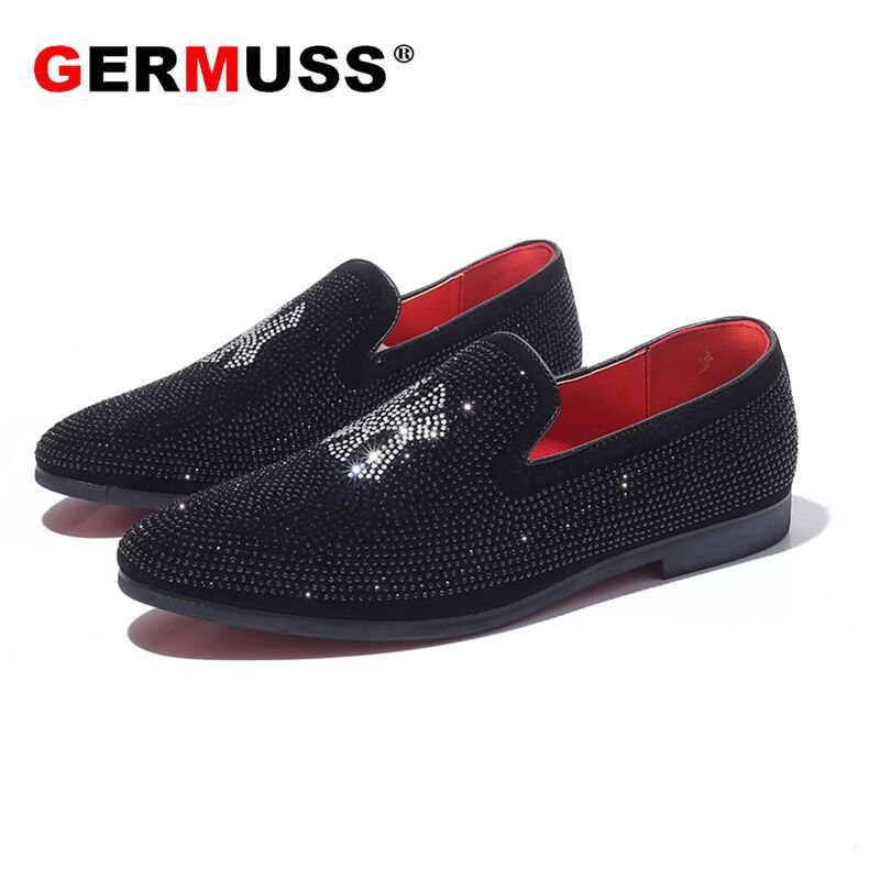 Germuss Men Dress Loafers Business Wedding Brand Men Shoes Breathable Style Banquet Sequin Black Male Shoes Chaussure Homme