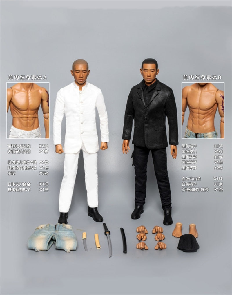GHZ02 For Collection 1/6 Scale Jordan Chan Action Figure 2 Heads Sculpt 2 Bodies Accessory Model for Fans Holiday Gifts