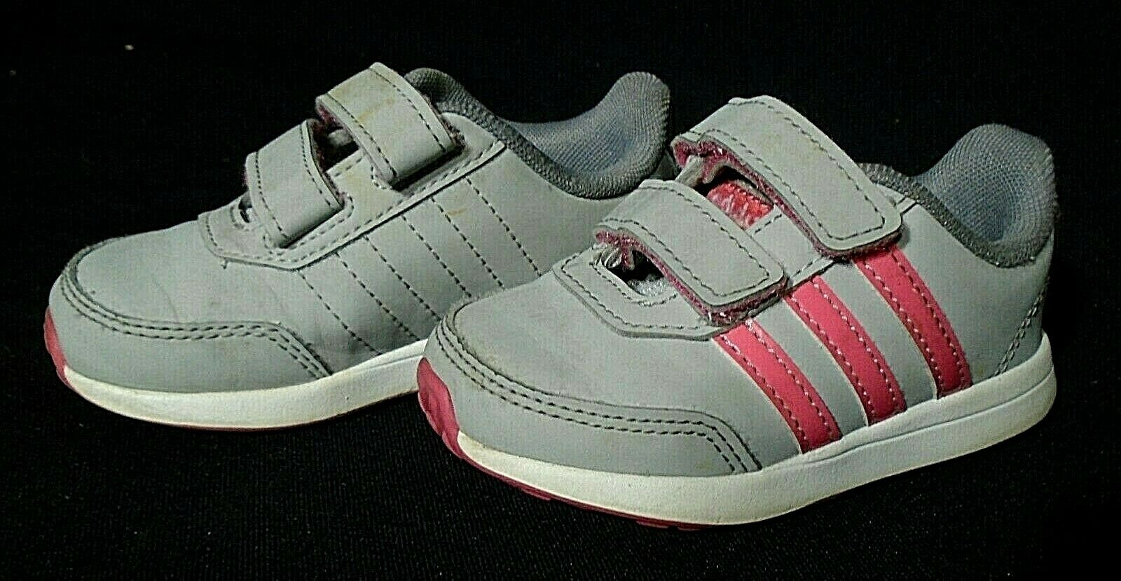 GIRLS "ADIDAS" SHOES -- GRAY / PINK -- SIZE 6 -- LIGHTLY USED