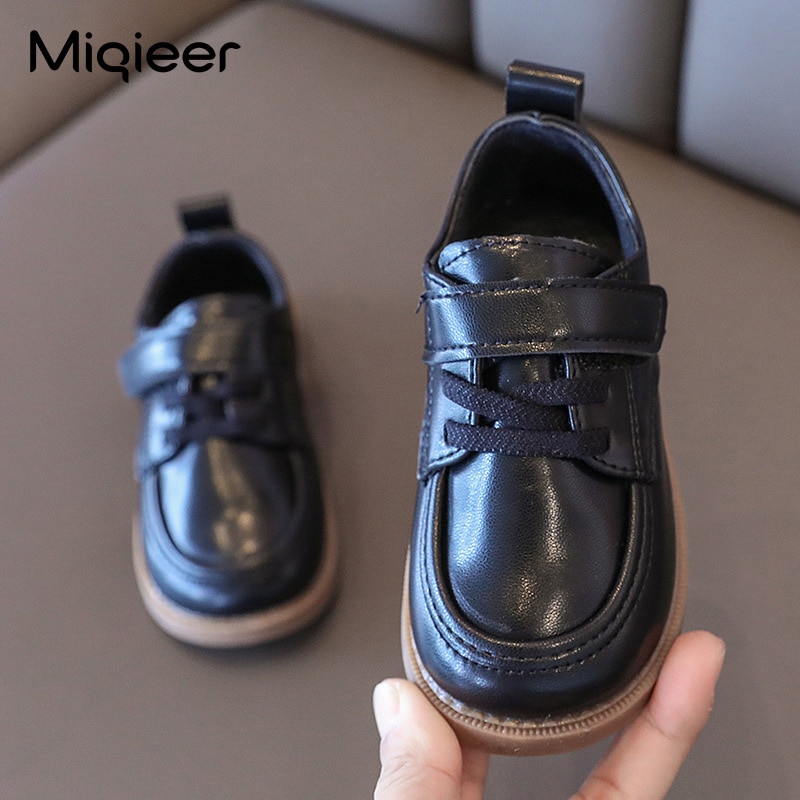 Girls Boys Children Black Leather Shoes Spring Autumn Party Wedding Princess School Dress Casual Shoes Soft Sole Flat Footwear