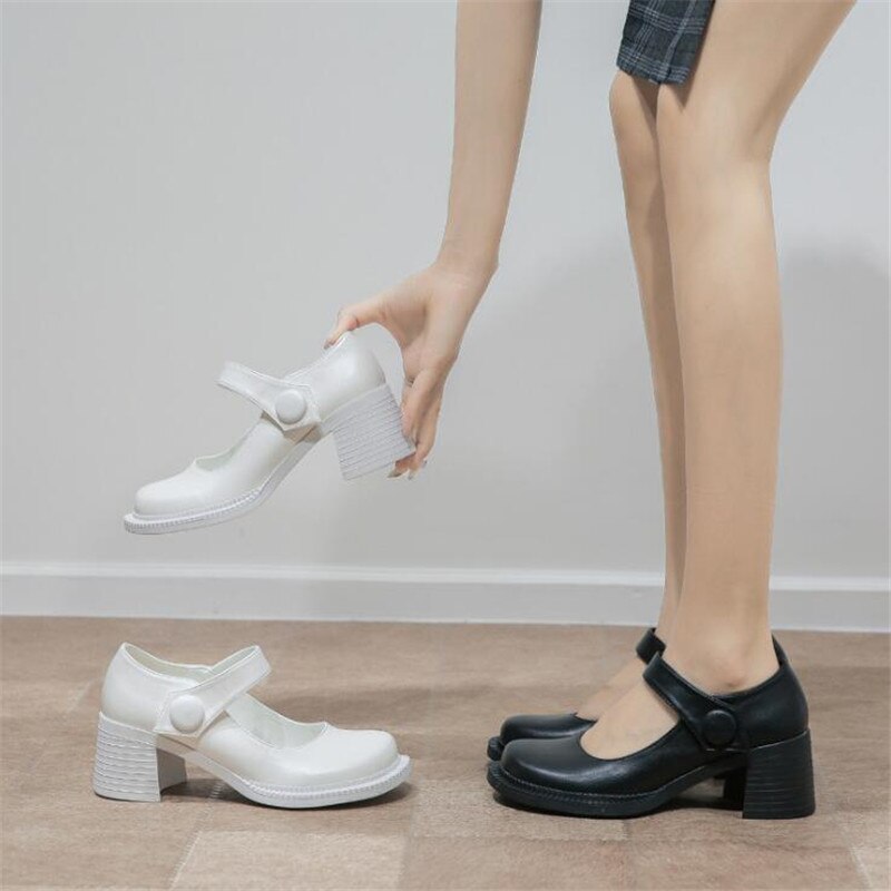 Girls Leather Shoes Platform Lolita Shoes Women Mary Janes Shoes Women Girls High Heel Shoes Ladies Pumps