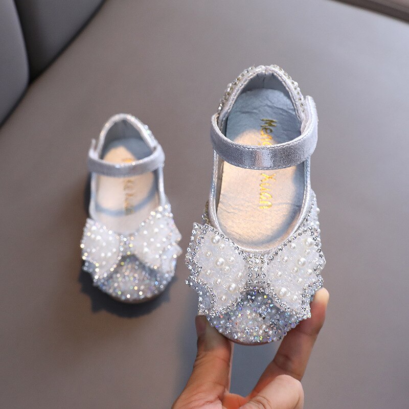 Girls Princess Leather Shoes Flower Children Fashion Rhinestone Bling Performance Wedding Dress Crystal Shoes New 2 6 8 10 12T