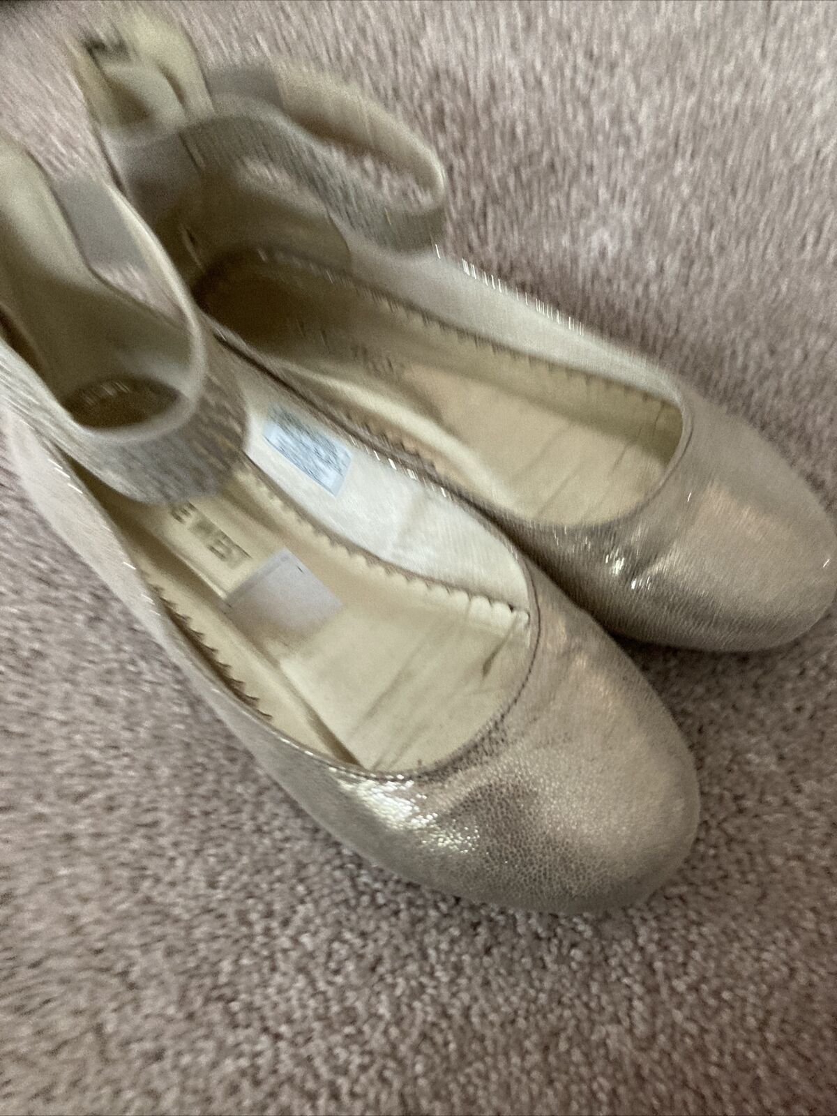 girls shoes size 11/2 gold ankle strap zip Nine West rhinestones flats