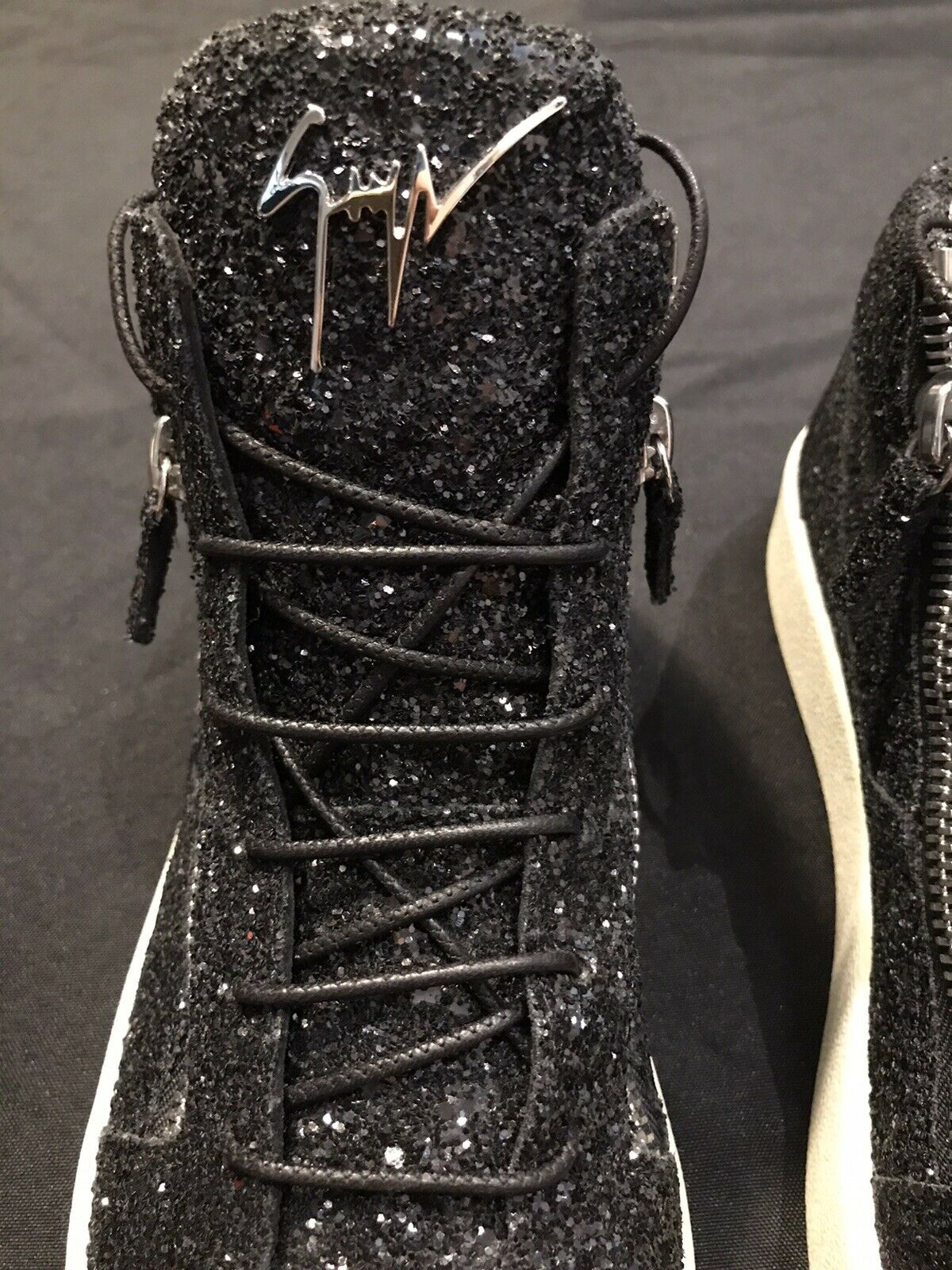 GIUSEPPE ZANOTTI BLACK KRISS GLITTER 45.5 FIT 12 SNEAKERS SHOES ALL AUTHENTIC