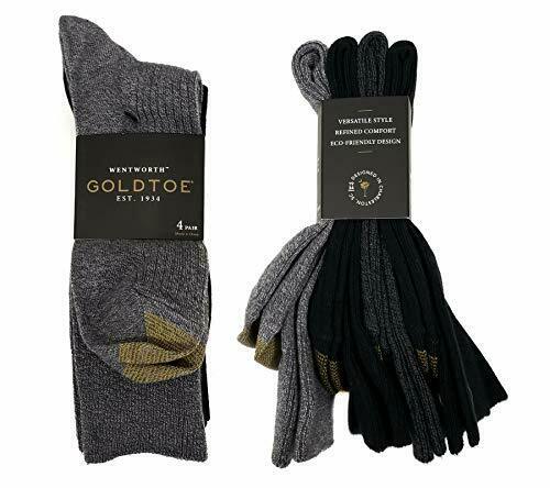 Gold Toe Men's Wentwoth Dress Crew Socks, 4 Pairs (Grey/Black, Shoe Size: 6-1...