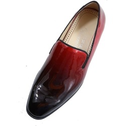 Gradient Patent Leather Slip-On Square Toe Mens Dress Shoes