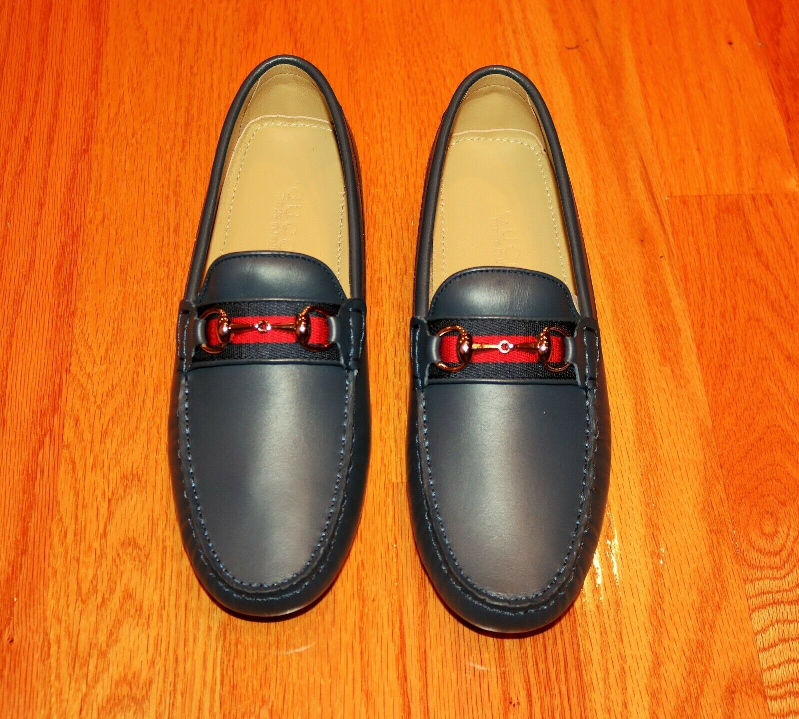 Gucci Horsebit Moccasins Shoes Men Leather Loafer Navy/Blue US 10 EU 45