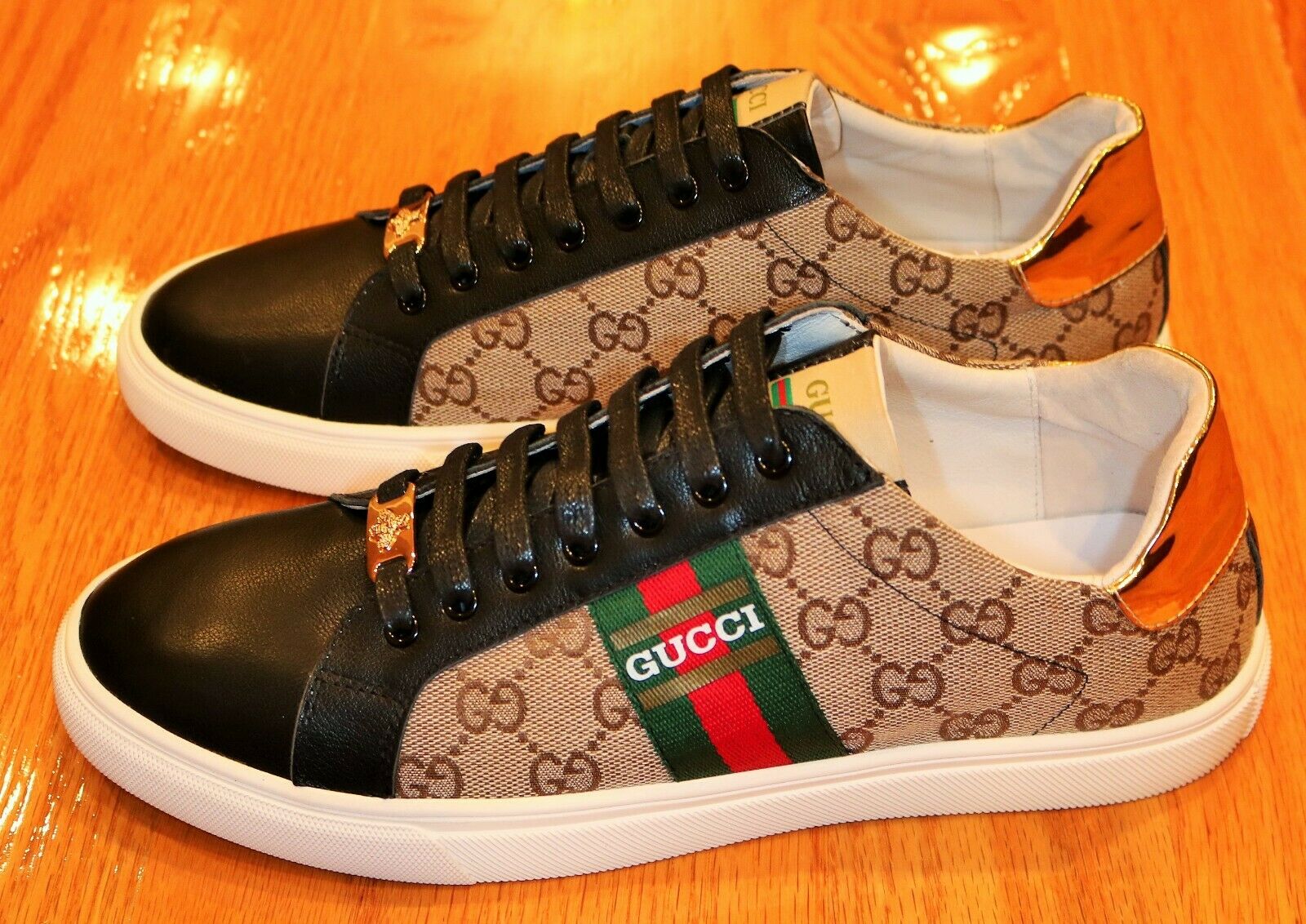 Gucci Sneakers Leather/Canvas Men EU44 US10 Athletic Shoes
