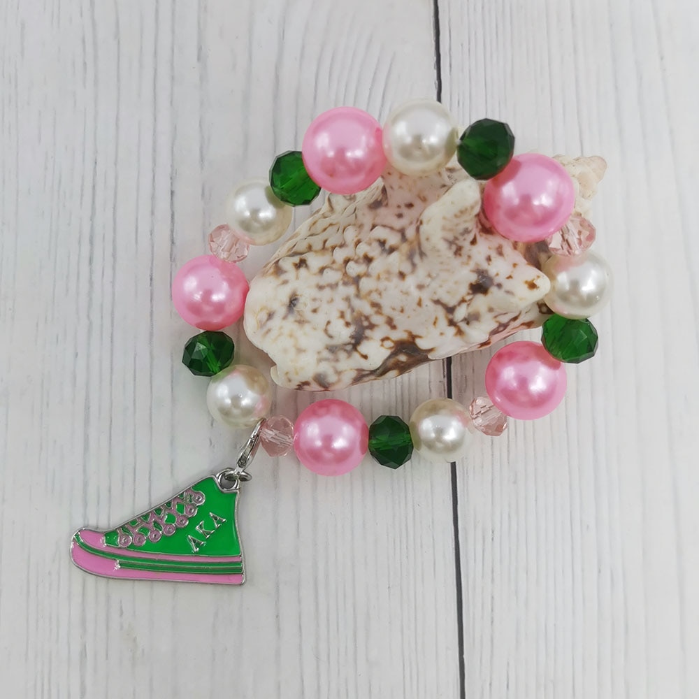 Hand Made Elastic Greek Sorority Pink Green Shoes Bracelet Femininty Fashion Jewelry Top Sellers 2021 for Amazon