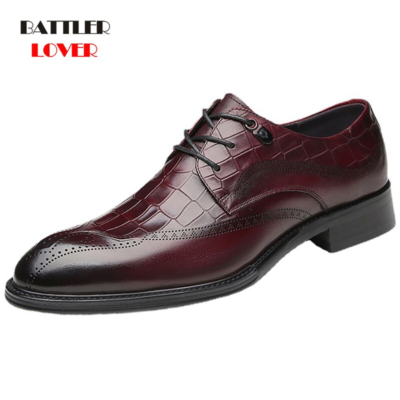 Handmade First Layer of Cowhide British Style Genuine Leather Carved Brogue Shoes for Men 2021 Comfortable Business Dress Shoes
