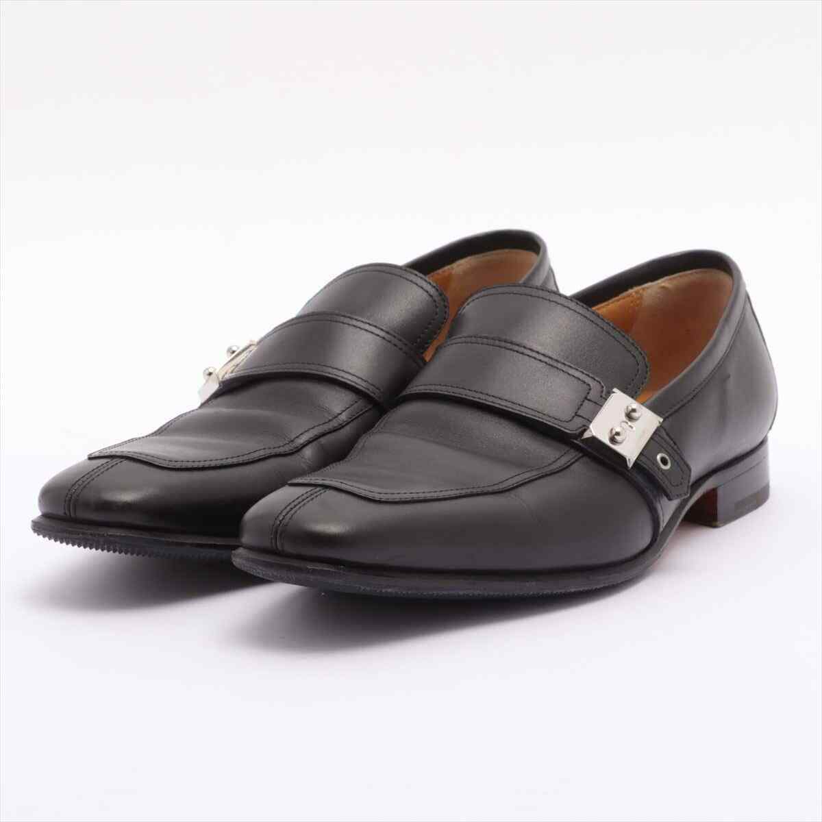 Hermes Leather Leather Shoes 40 1/2 Men's Black Sole Repaired