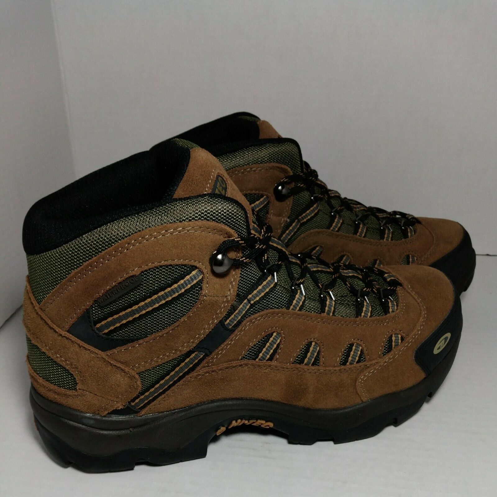 Hi-Tec Bandera Mid Wp 7035 Mens Brown/Green Suede Lace Up Hiking Boots 8.5