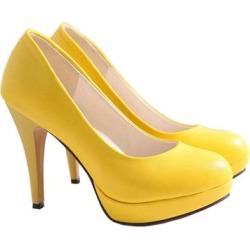 High Heel Superior Pu Fashionable Women Thin Shoes Yellow