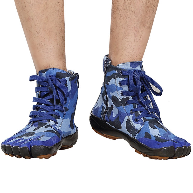 High-top Camouflage Five Toe Shoes Men Women Outdoor Climbing Hiking Training Shoe Sneakers Non-slip Canvas Five Fingers Shoes